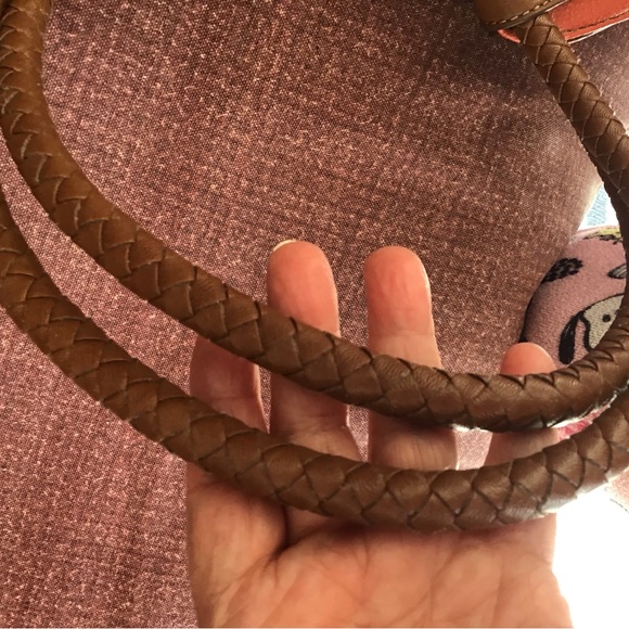 Coral orange brown Handbag purse braided handles 14” x 18” including handles EUC - Picture 9 of 15